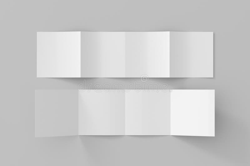 Square double gate fold brochure. Four panels, eight pages blank leaflet. Mock up on CCC background for presentation design. stock illustration