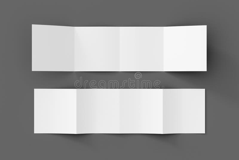 Square double gate fold brochure. Four panels, eight pages blank leaflet. Mock up on gray background for presentation design. stock illustration