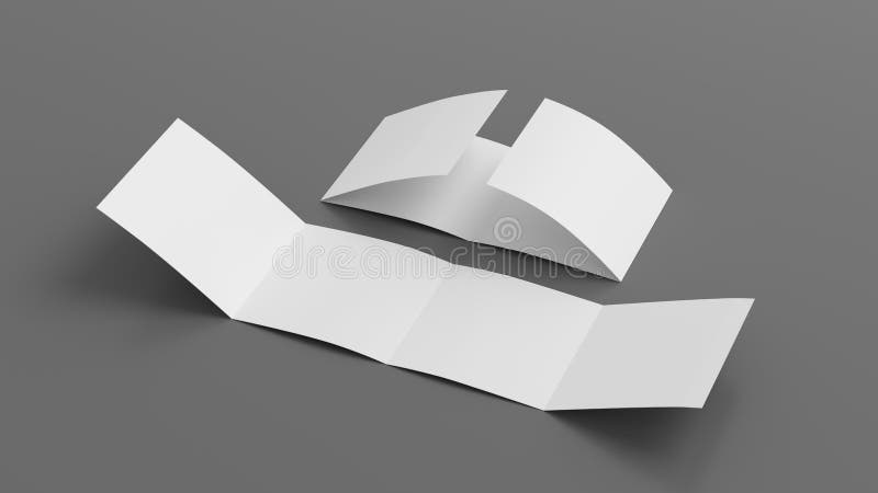 Square double gate fold brochure. Four panels, eight pages blank leaflet. Mock up on gray background for presentation design. stock illustration