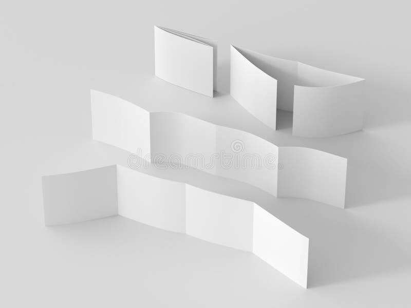Square double gate fold brochure. Four panels, eight pages blank leaflet. Mock up on white background for presentation design. stock illustration