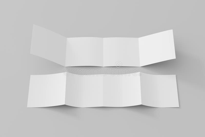 Square double gate fold brochure. Four panels, eight pages blank leaflet. Mock up on white background for presentation design. vector illustration
