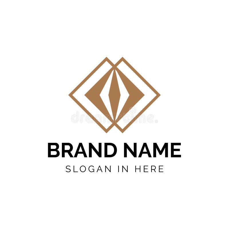 Square double with line art style and diamond icon shaped inside vector logo design illustration royalty free illustration