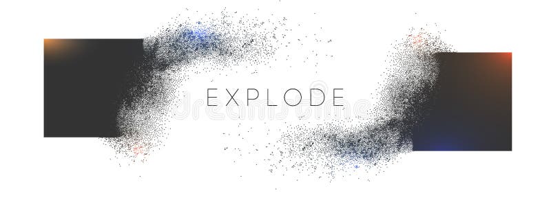 Square explosion with abstract burst. Vector particles of black shape broken debris. 3d square energy background vector illustration