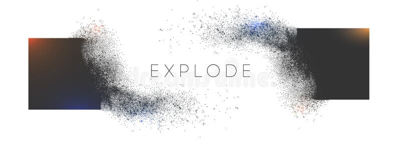 Square explosion with abstract burst. Vector particles of black shape broken debris. 3d square energy background vector illustration