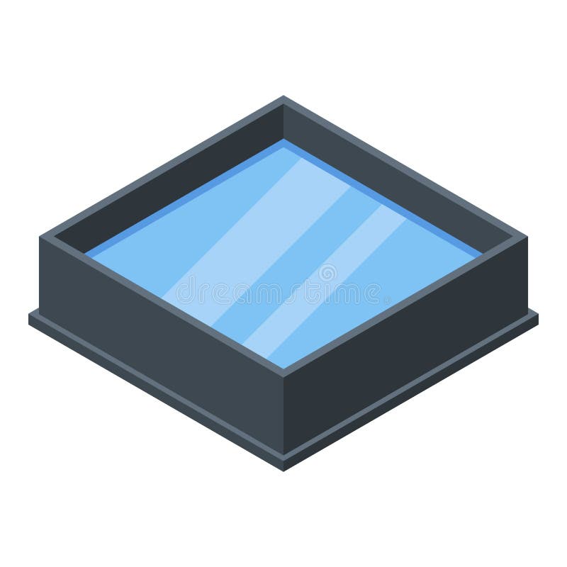 Square fish pool icon, isometric style vector illustration