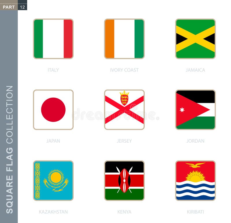 Square flags collection of the world stock illustration
