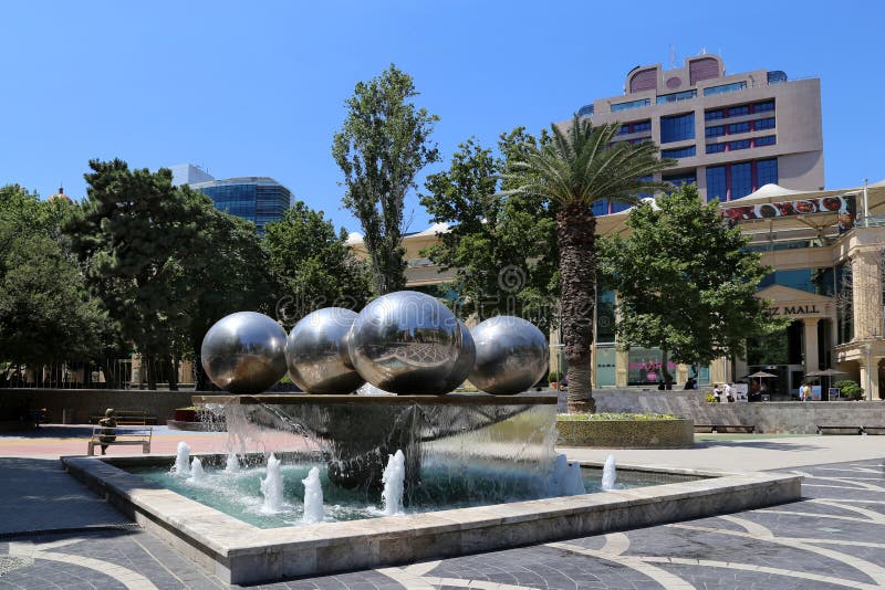 Square of fountains in the city of Baku, Azerbaijan royalty free stock image Square of fountains in the city of Baku, Azerbaijan royalty free stock image