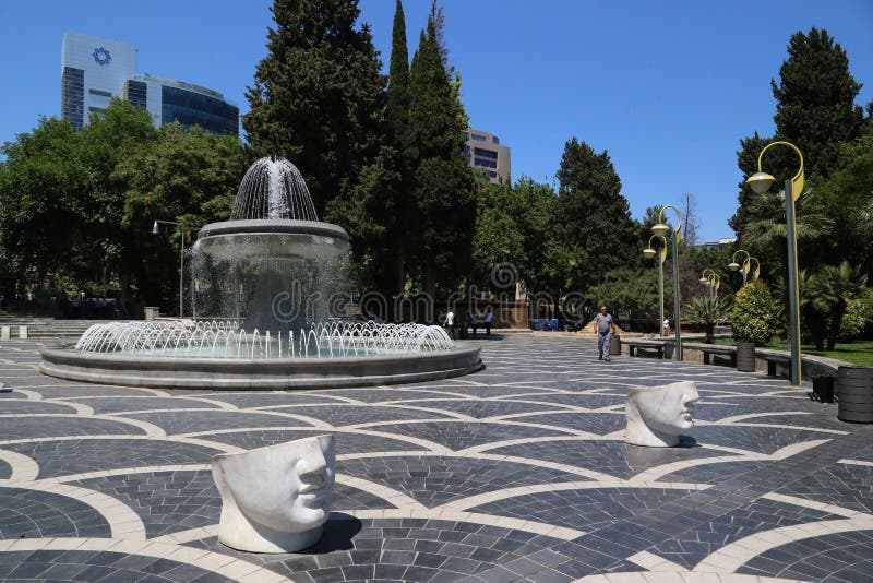 Square of fountains in the city of Baku, Azerbaijan royalty free stock image Square of fountains in the city of Baku, Azerbaijan royalty free stock image