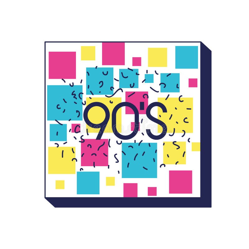 Square frame colorfull figures and 90 number ninetys pattern vector illustration