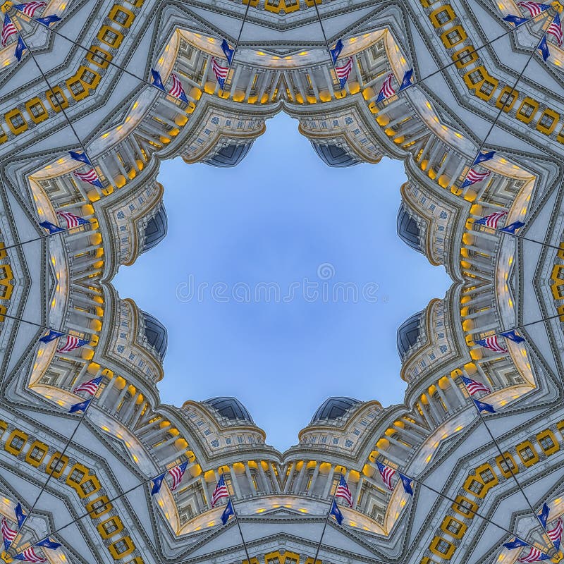 Square frame Fractal design circular star with capital building royalty free illustration Square frame Fractal design circular star with capital building royalty free illustration
