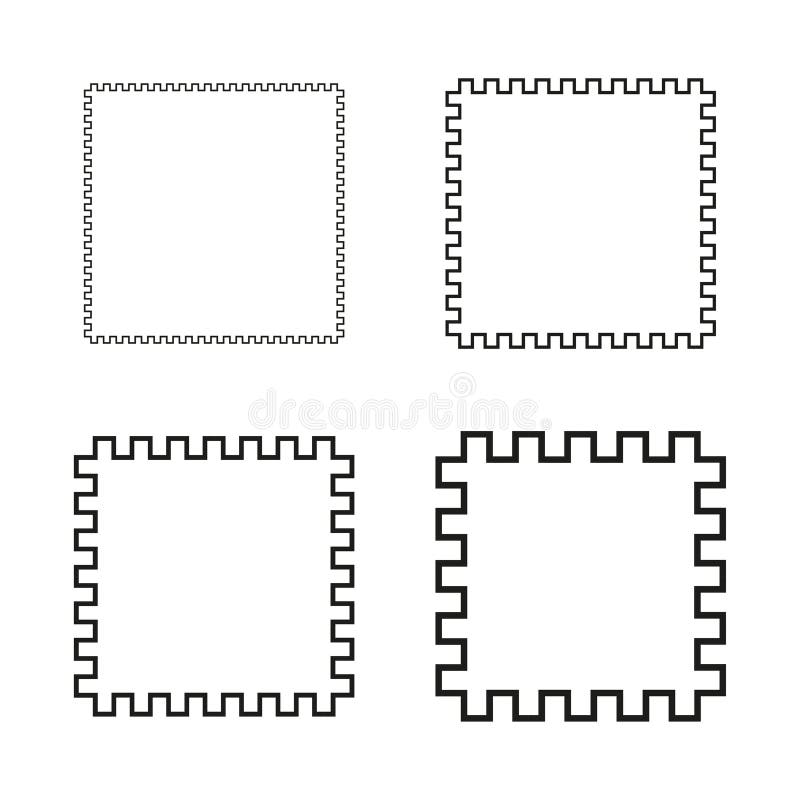 Square frame icons. Pixel border variants. Geometric outline Vector. Minimal grid shapes. vector illustration