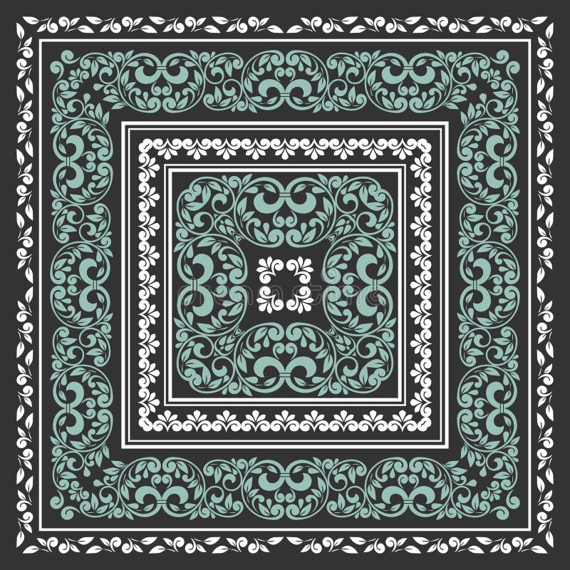 Square Frame Set Template. Bandana with Vintage Ornament Stock Vector ...