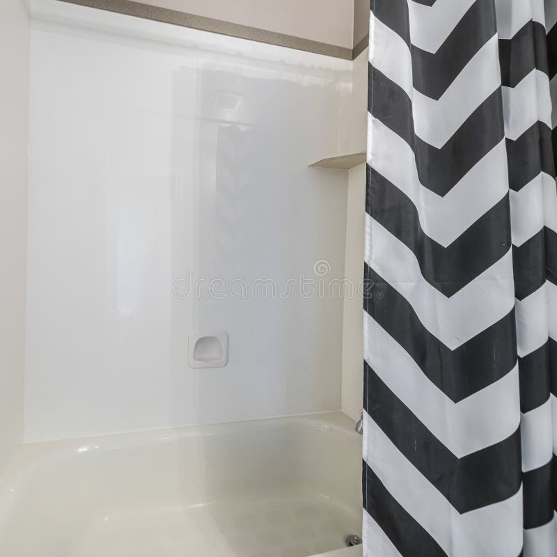 Square Frame Shower and Bathtub Set Inside a Bathroom with Shower Curtain Stock Image Image of