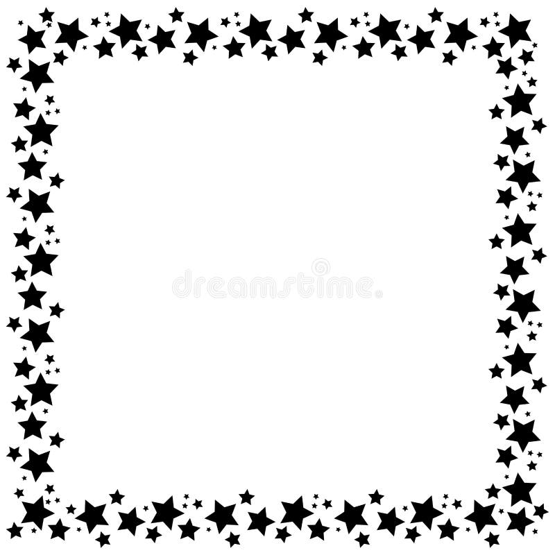 Square frame with stars on white background, golden symbols. Starry night border. Element of design for a holiday, christmas vector illustration Square frame with stars on white background, golden symbols. Starry night border. Element of design for a holiday, christmas vector illustration