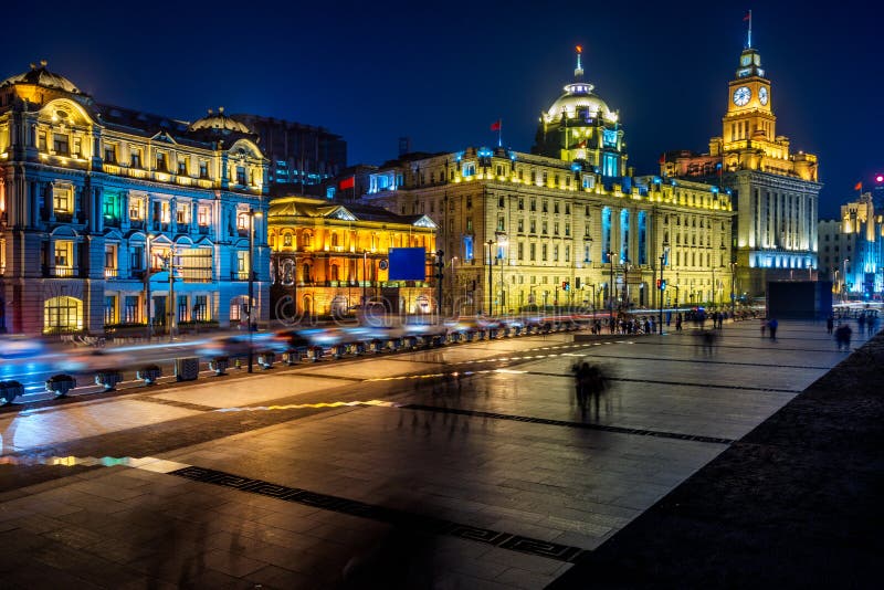 Square front of vintage architectures in Shanghai stock photos