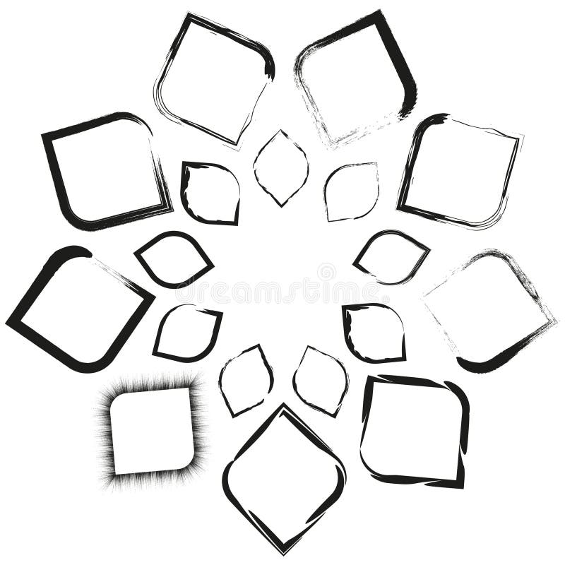 Square icon rotation. Circular geometric form. Abstract symmetry vector. Box shape design. royalty free illustration
