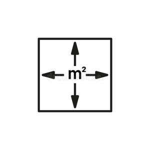 Square Meter Size Surface M2 Icon Measuring Area Dimension Sign Stock 