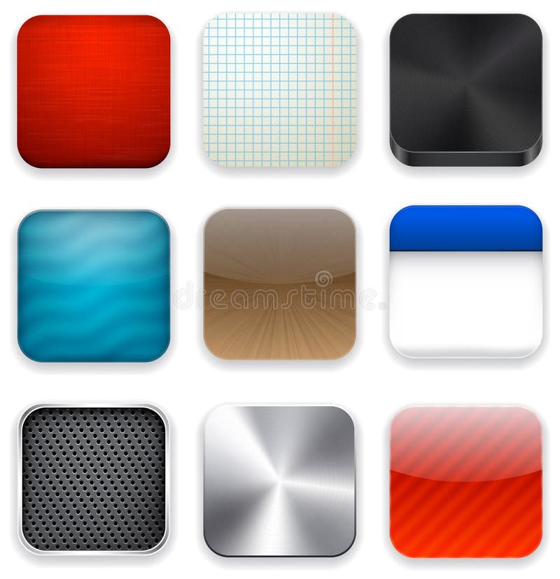 Vector illustration of high-detailed apps icon set. Blue square logo vectors