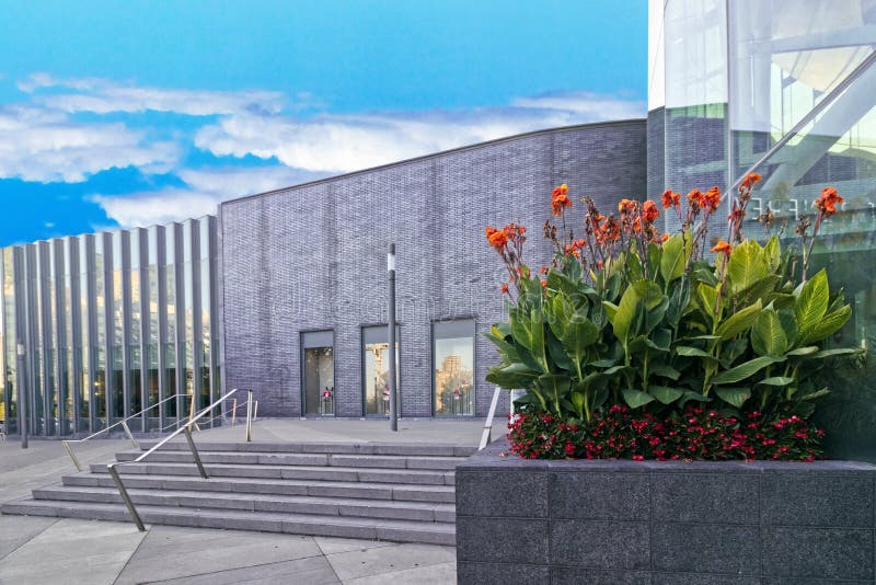 Square One Mall, Mississauga, ON, Canada, Aug 27, 2022. Tastily done concrete storefront