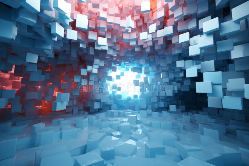Square papers artistic evolution through a mesmerizing 3D rendering flow stock illustration