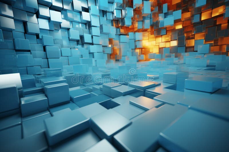 Square papers artistic evolution through a mesmerizing 3D rendering flow stock illustration