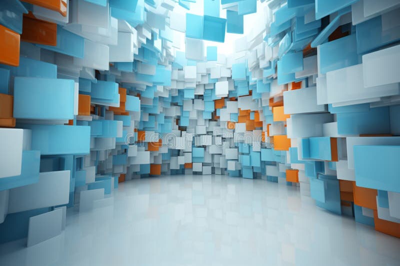 Square papers artistic evolution through a mesmerizing 3D rendering flow royalty free illustration