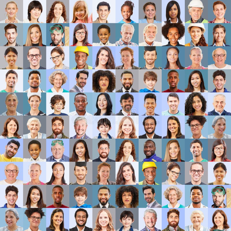 Square of people of many generations as a society concept stock photo