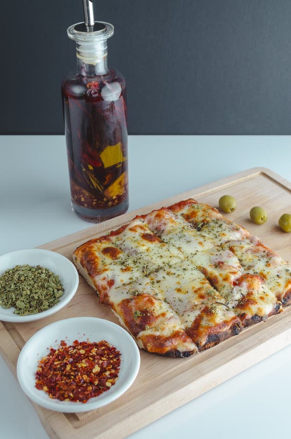 Square Pizza of Mozzarella Cheese Stock Photo Image of pizza, square