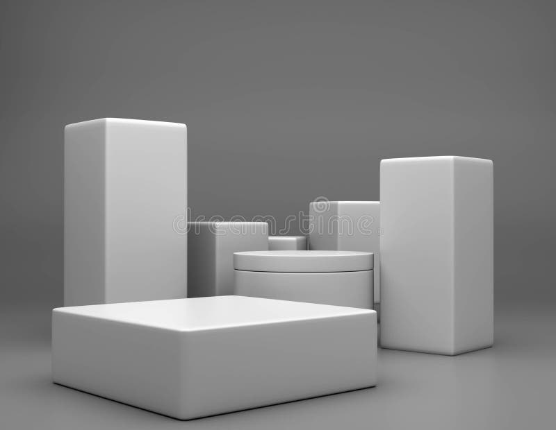 Square podium white color 3D background with pedestal on one floors Curved wall vector illustration