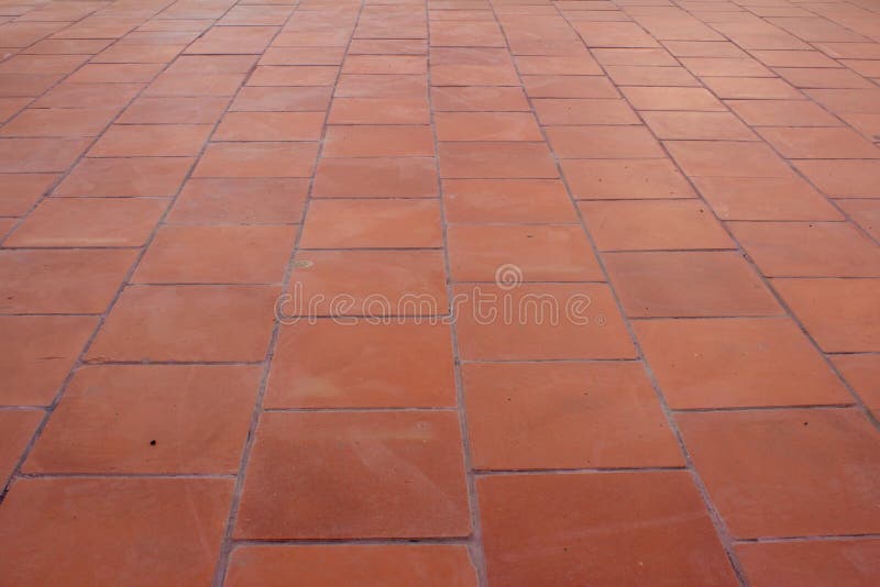 Square Red Tiles on the Terrace Floor Stock Photo - Image of design