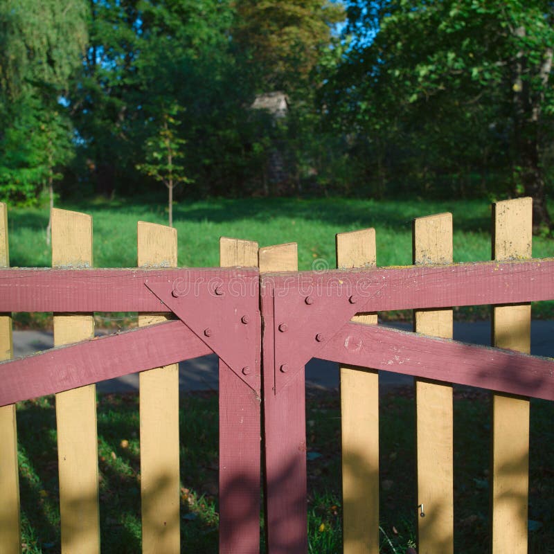 Locked Handmade Wooden Gate Stock Image Image of rural, entry 159865641