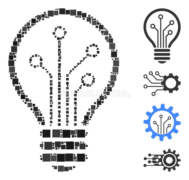 Square Smart Bulb Icon Vector Mosaic vector illustration