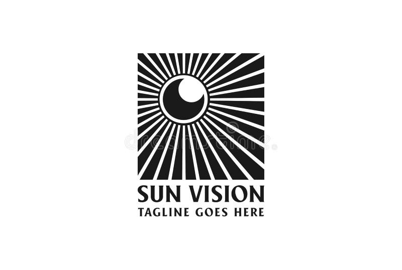 Square Sun with Eye Camera Optic Vision Logo Design Vector Stock Vector