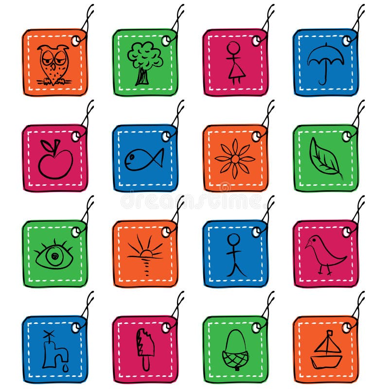 Square tag icons, set 2