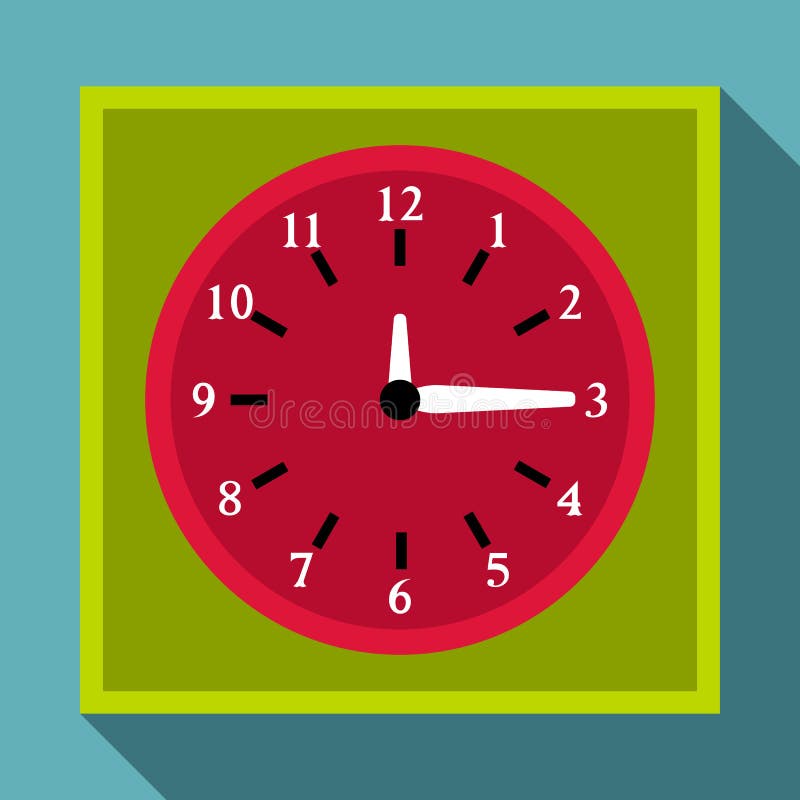 Square Wall Clock Pattern, Cartoon Style Stock Illustration