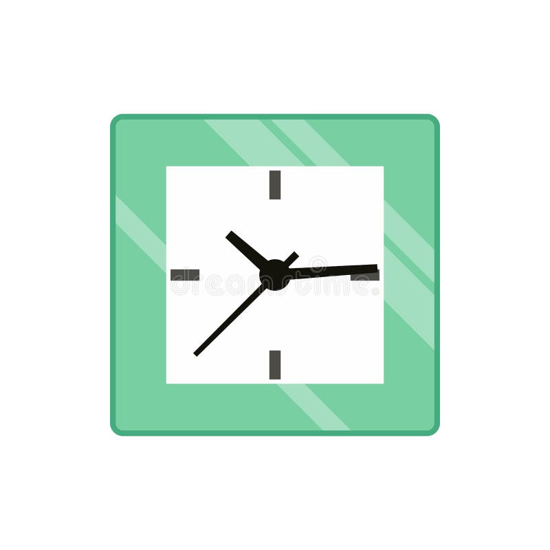 Square Wall Clock Icon, Black Monochrome Style Stock Vector