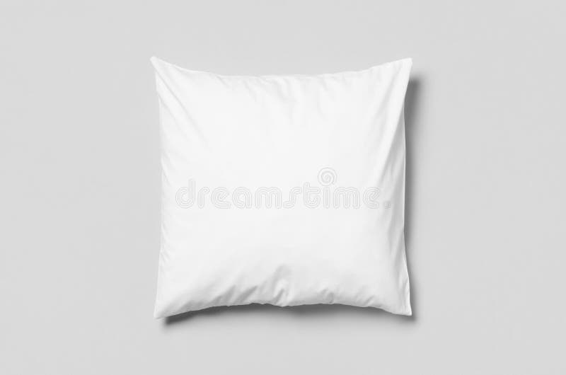 Square white pillowcase mockup. Grey background