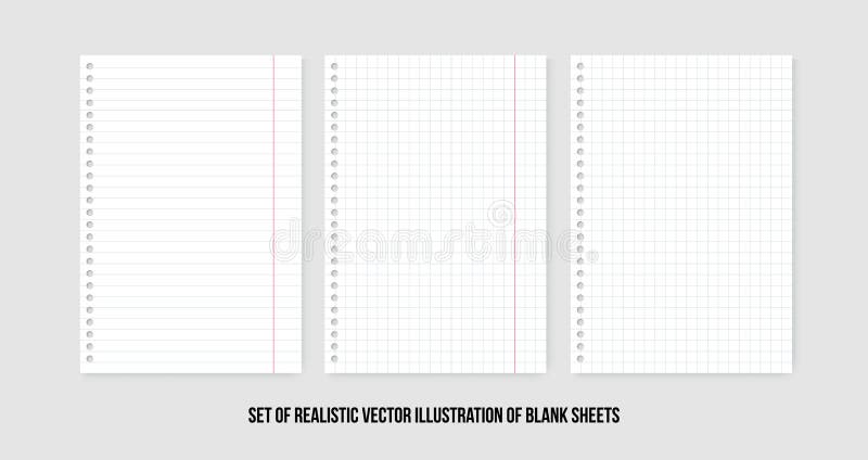 Blank notebook paper sheet with lines Stock Vector