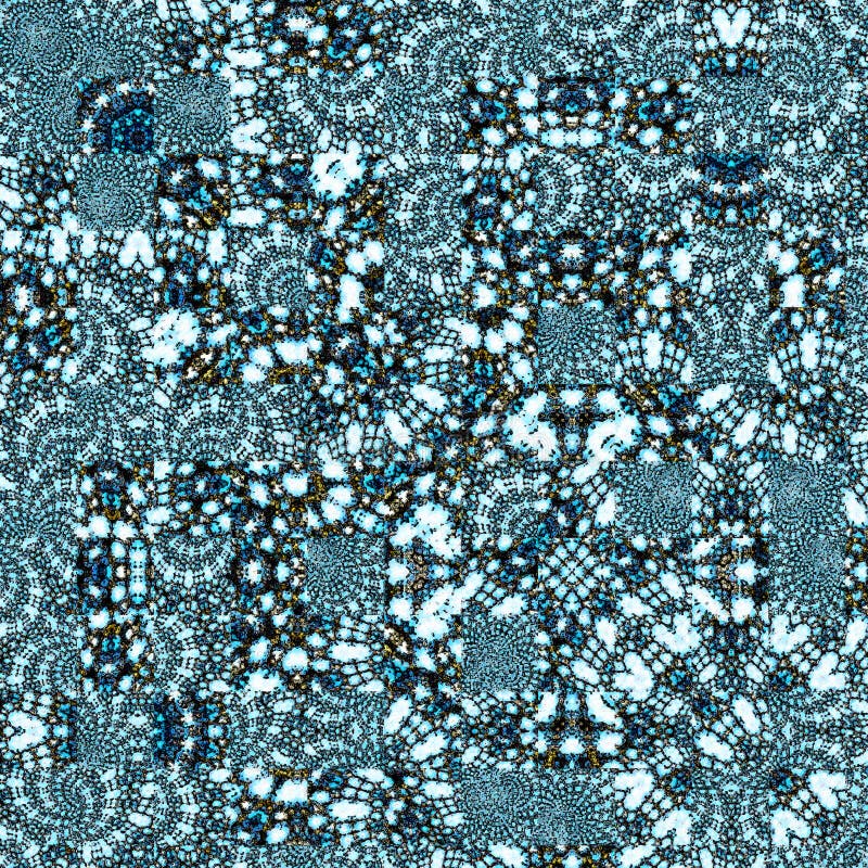 Squares pattern for winter design with shiny fractals in blue and white