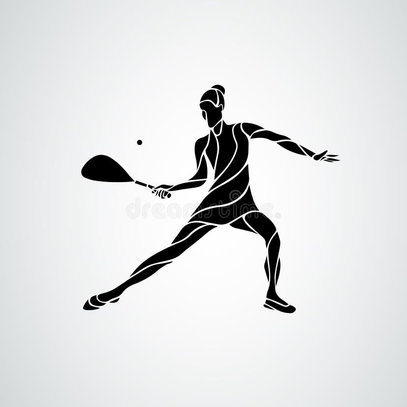 Squash Player Female Creative Abstract Silhouette Vector Stock Vector