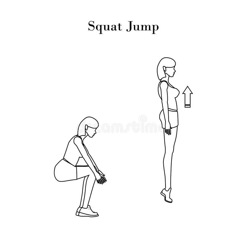 Floor power jumps knee to jump squats exercise Vector Image