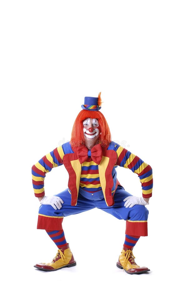 Squatting Circus Clown stock image