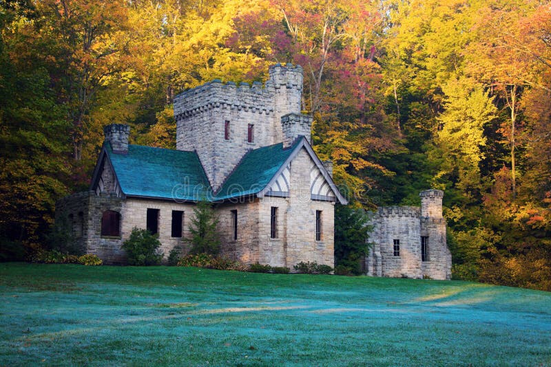 Squire S Castle in the Fall. Stock Photo Image of house, gatehouse