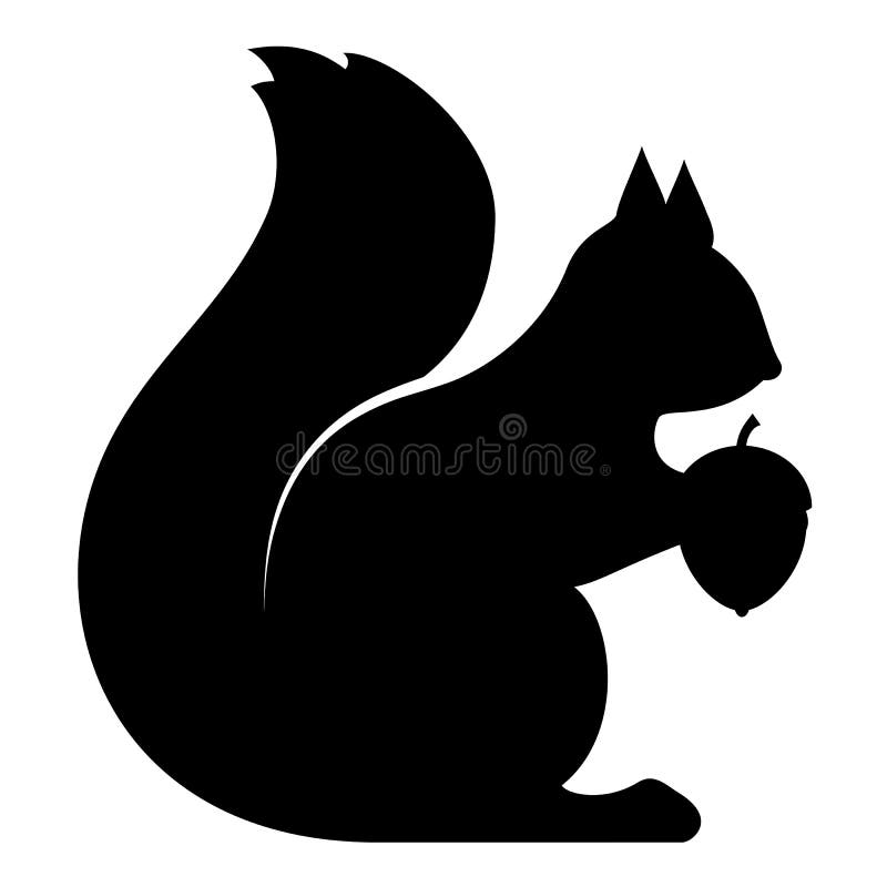Squirrel with Acorn Vector Silhouette Icon Stock Vector - Illustration ...