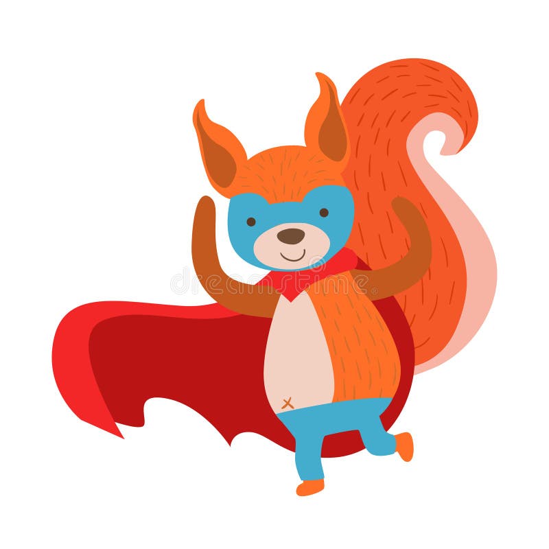 Squirrel Animal Dressed As Superhero With A Cape Comic Masked Vigilante Character stock illustration Squirrel Animal Dressed As Superhero With A Cape Comic Masked Vigilante Character stock illustration