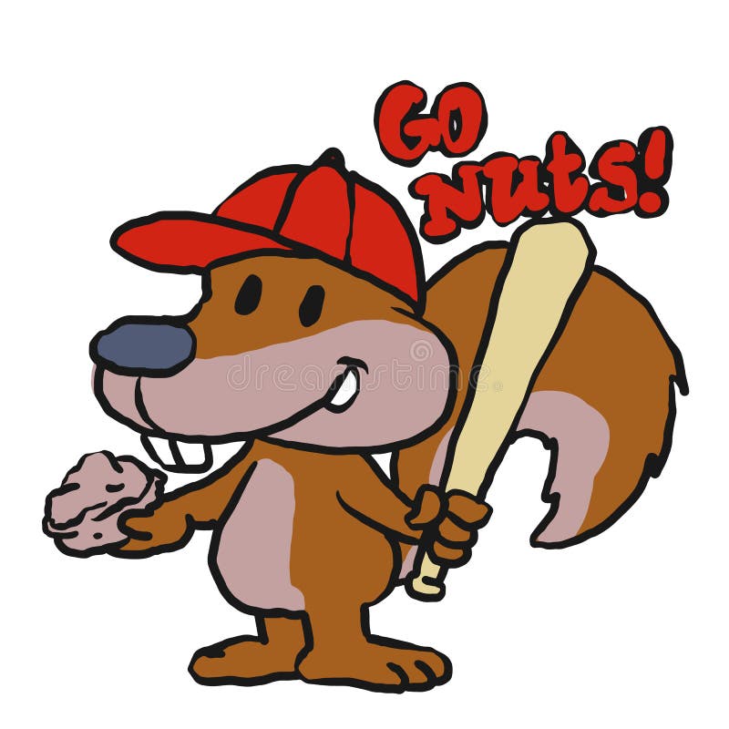 Squirrel Baseball Player Cartoon Stock Vector Illustration of cheerful, furry 140863343