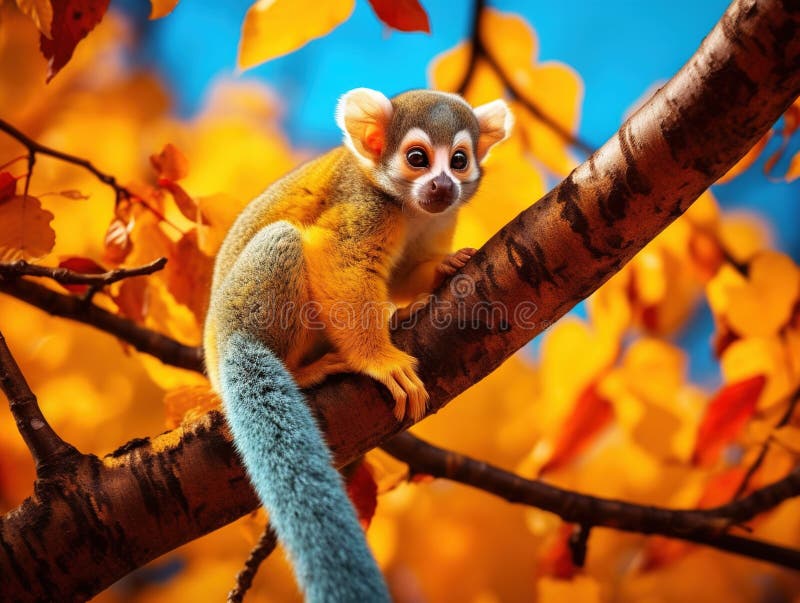 Illustration Wildlife Concept of Squirrel monkey vector illustration.