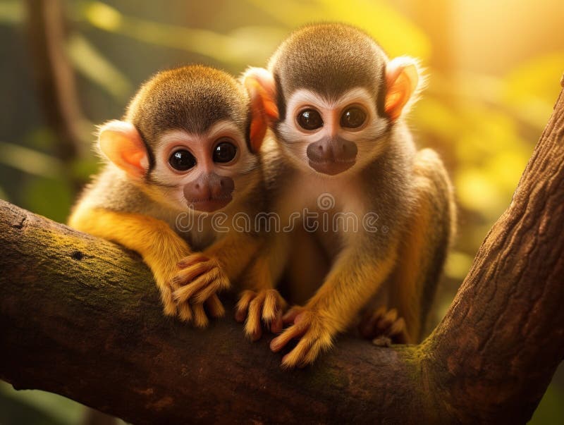Squirrel monkey stock illustration
