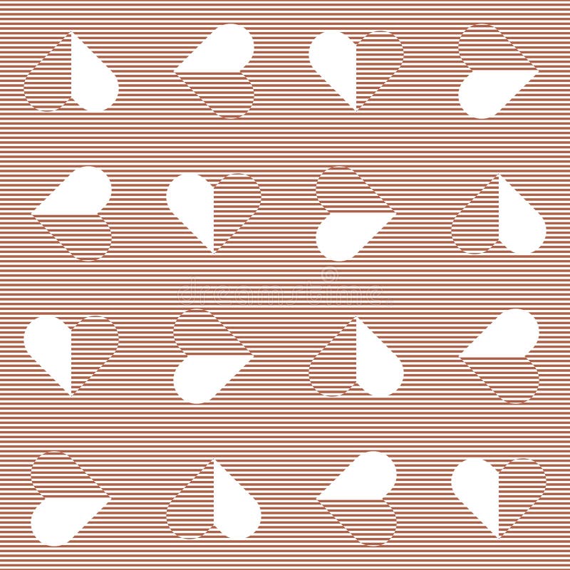 Abstract seamless vector pattern with moirÃ© effect. White and striped half hearts on striped background. royalty free illustration
