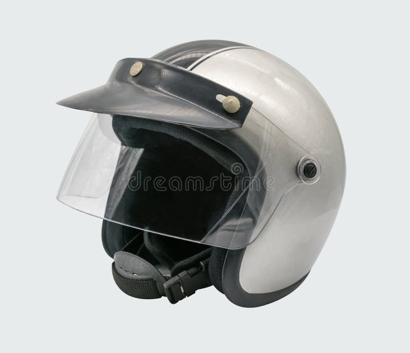 Srebny i Czarny motocyklu hełm odizolowywający na białym tle zdjęcie royalty free Srebny i Czarny motocyklu hełm odizolowywający na białym tle zdjęcie royalty free
